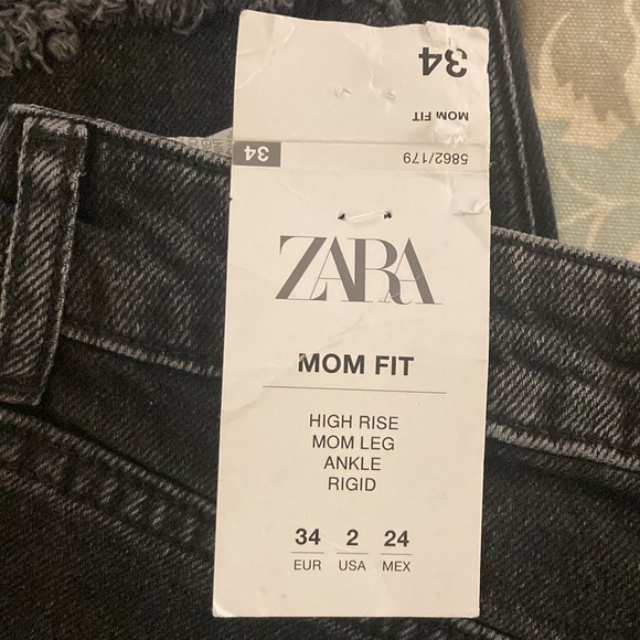 NWT ZARA distressed black jeans, Mom Fit, 2 - Picture 5 of 8